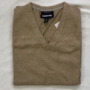 Lands' End V-neck sweater vest in light brown (NWT)